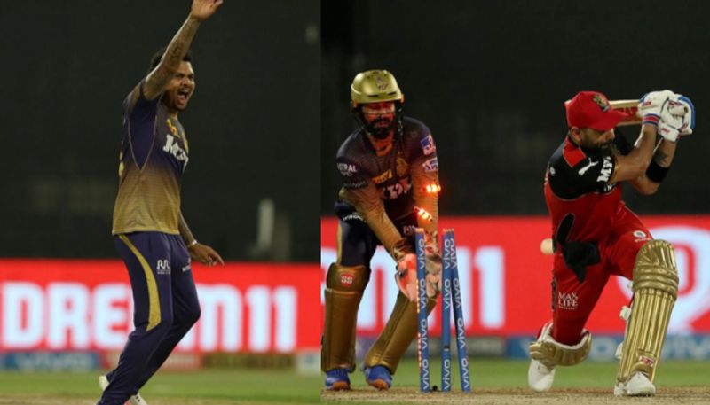 IPL 2021 RCB vs KKR Eliminator Watch Sunil Narine bowled Virat Kohli and AB de Villiers