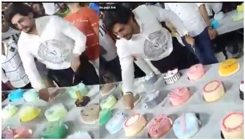 viral video of cake cutting at birthday celebration