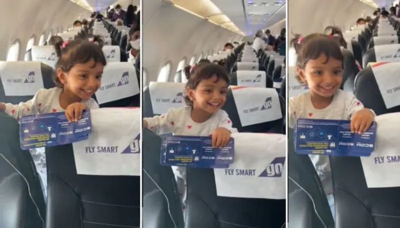 Little girl sees her pilot dad on the same flight