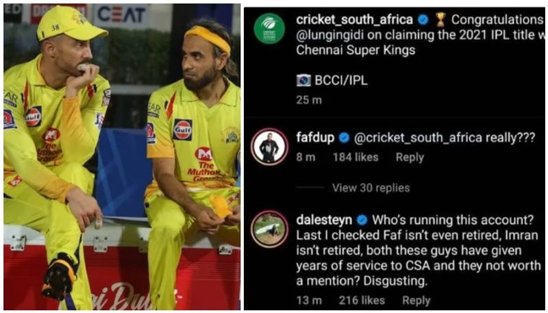 CSA for ignoring Faf du Plessis, Imran Tahir while congratulating CSK, blocking comments