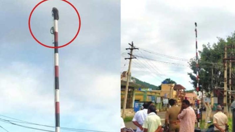 chappal hoisting in aiadmk flag near theni