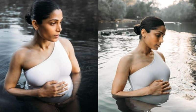 Mom To Be Freida Pinto Shared Pool photos