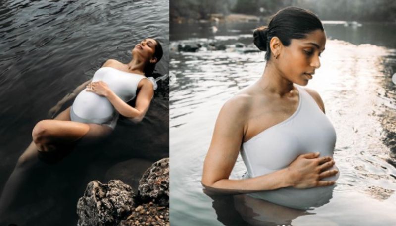 Mom To Be Freida Pinto Shared Pool photos