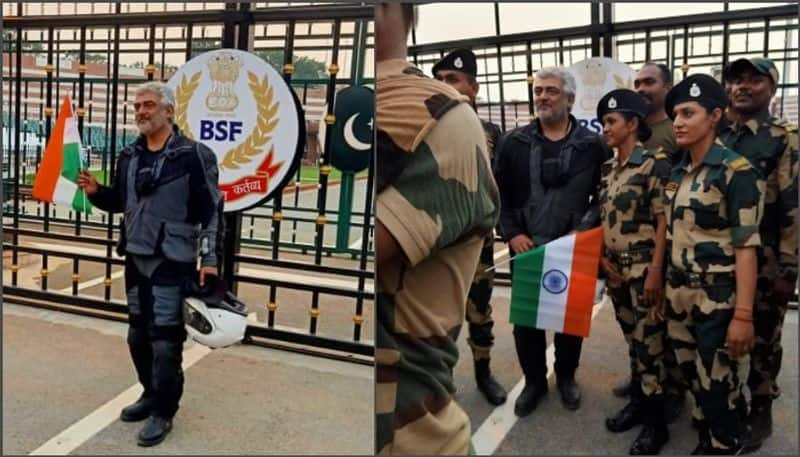 ajith kumar spotted at wagah border with bsf soldiers viral pics