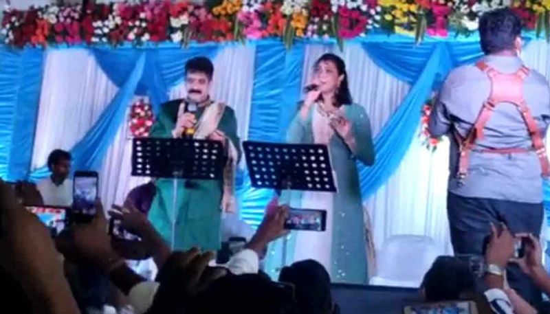 ysrcp mla karanam dharmasri sings in his daughter wedding in visakhapatnam