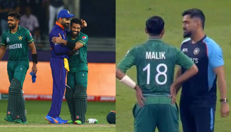 T20 World Cup 2021 IND vs PAK Virat Kohli MS Dhoni interact with Pakistan Players after defeat photos goes viral