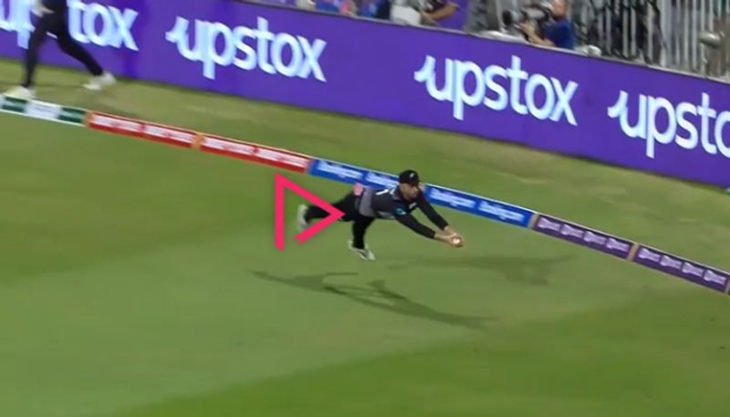 T20 World Cup 2021 PAK vs NZ Watch Devon Conway wonder catch to dismiss Mohammad Hafeez