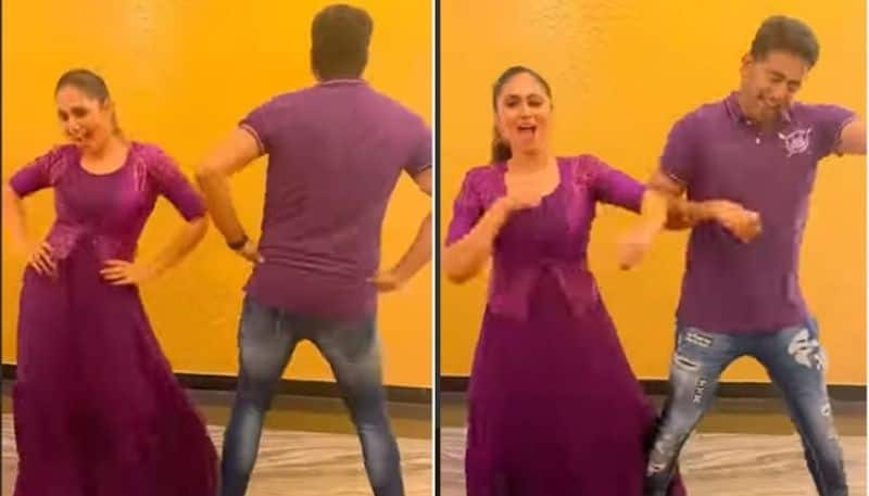 Sreethu Krishnan and Nikhil Nair with dance steps on reelsAcquired Ambadi Alina fans