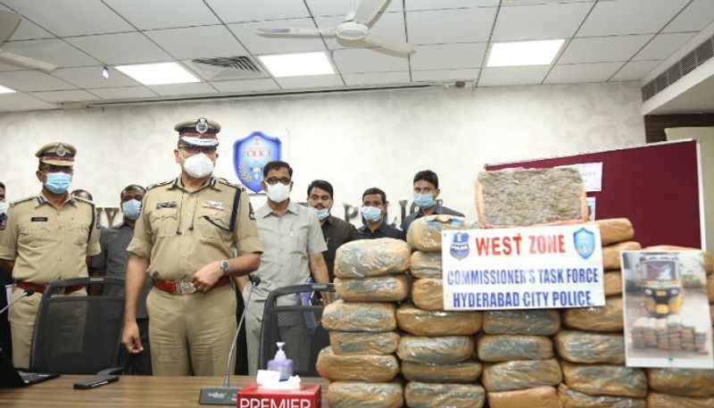 Hyderabad Police arrest two drug peddlers seized 70 kg ganja taken from ap sileru