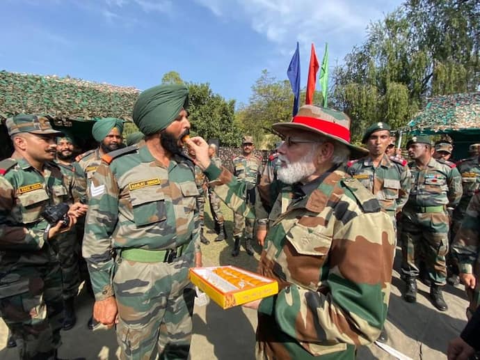 PM Modi, jawans celebrate Diwali at J&K's Naushera, ‘I join family to spend Diwali every year’