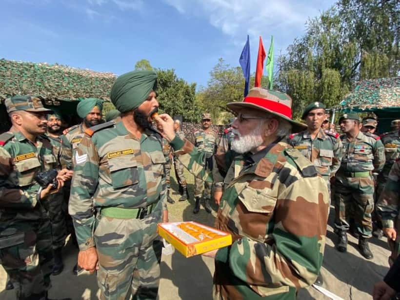 PM Modi, jawans celebrate Diwali at J&K's Naushera, ‘I join family to spend Diwali every year’