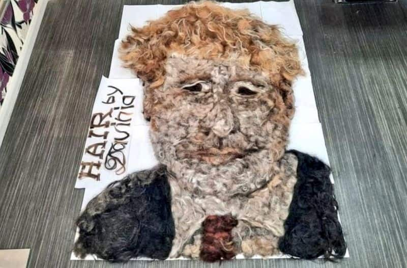 UK hairdresser makes 5-feet mural of Boris Johnson with waste hair goes viral gcw