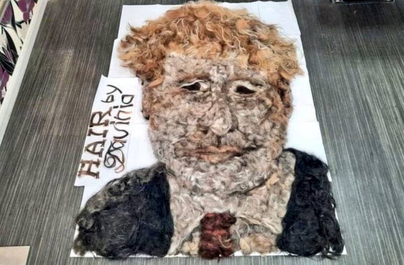 Viral: UK hairdresser makes 5 feet mural of Boris Johnson with waste hair