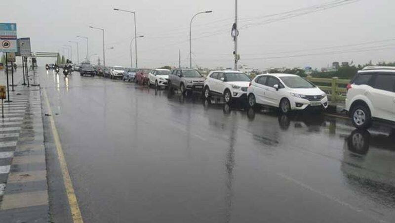 Owners parked their cars safely on the Velachery flyover