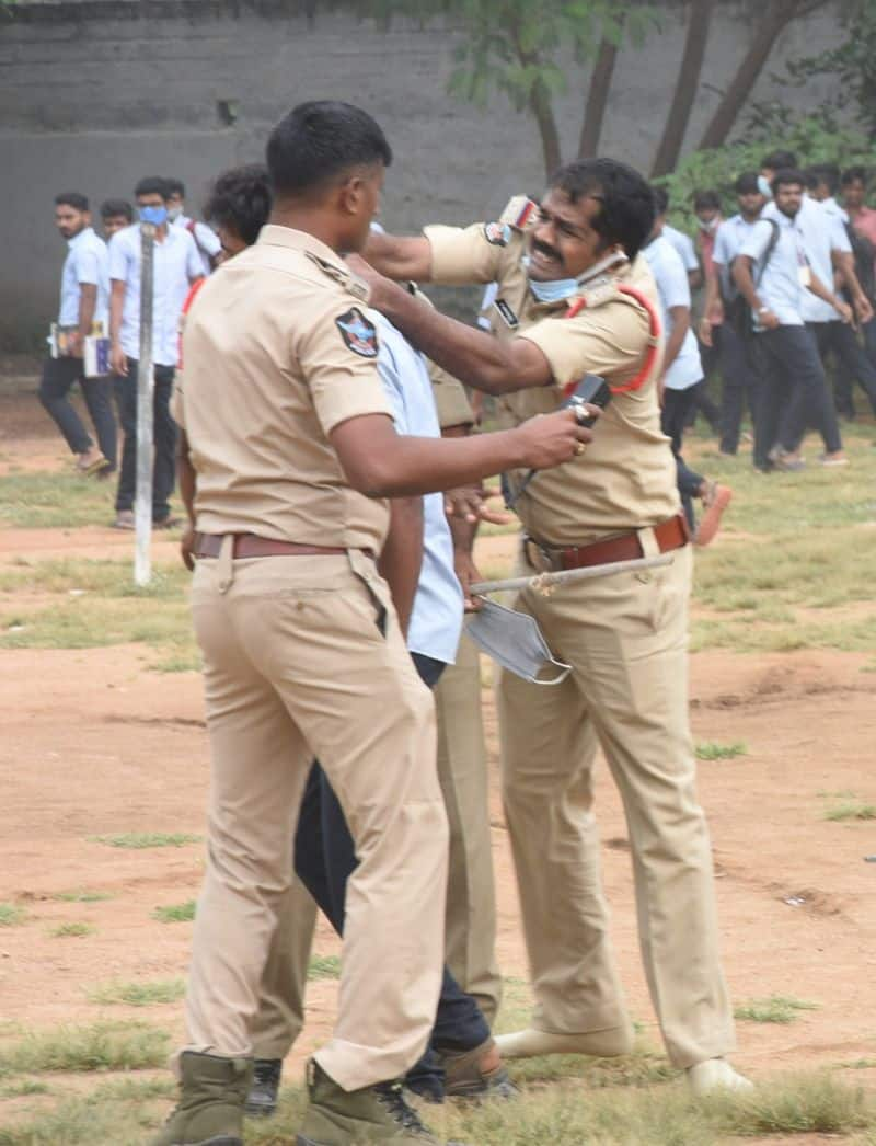 police Loty Charge on anantapur SSBN college students... nara lokesh serious