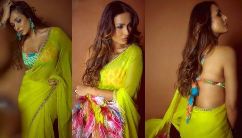 malaika arora in  green saree by manish malhotra