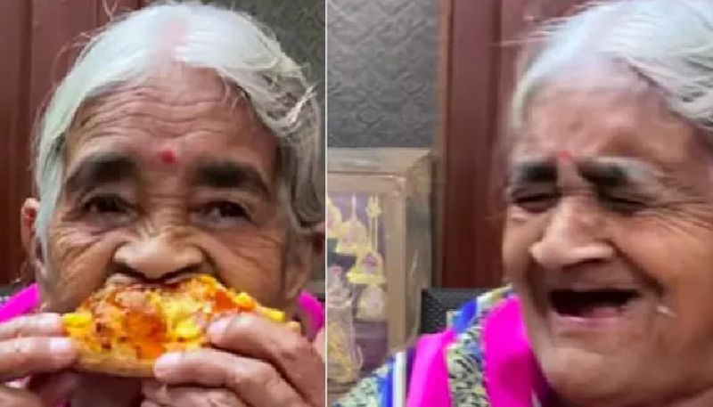 grandmother tastes pizza for the first time