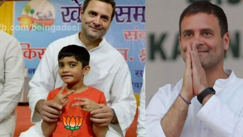 fact Check of Rahul Gandhi Holding Kid Wearing BJP tee hls