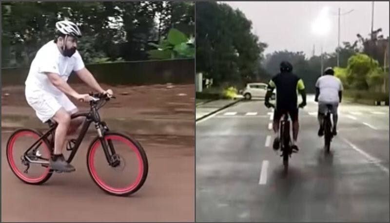 mohanlal cycling video with friend sameer hamsa