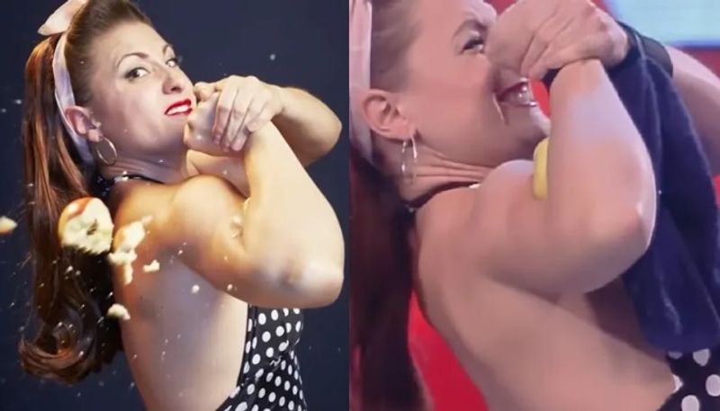 Woman creates record for most apples crushed with bicep in a minute