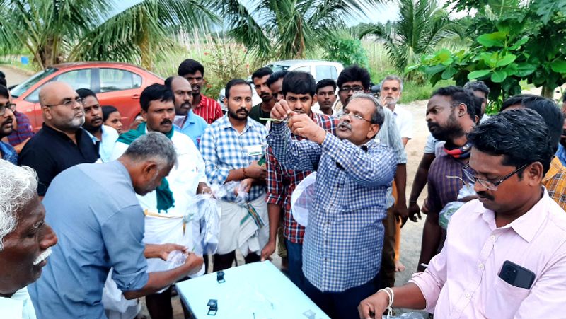 isha conducted agricultural field training on pest management entomologist Mr Selvam conducted