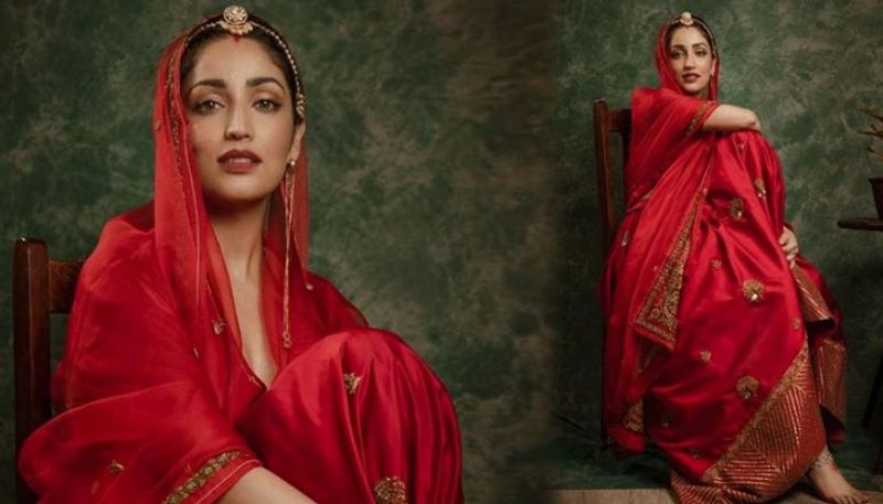 Yami Gautam in 1 lakh red silk lehenga pics viral