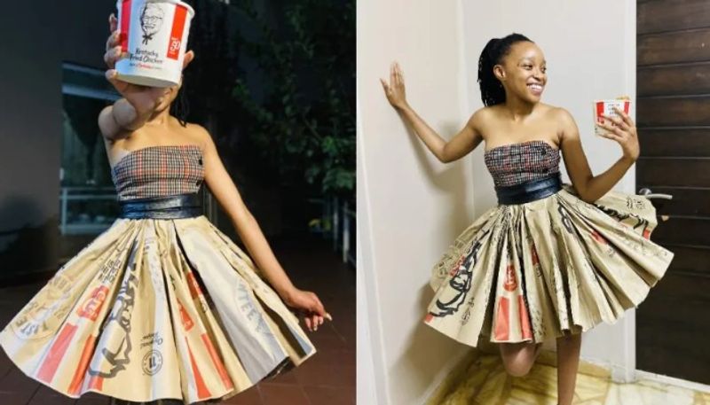 Girl Makes Dress With Recycled Kfc Packaging