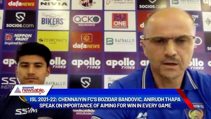 ISL 2021-22, CFC vs HFC: Chennaiyin FC's Bozidar Bandovic, Anirudh Thapa speak on importance of eyeing win in every game (WATCH)-ayh