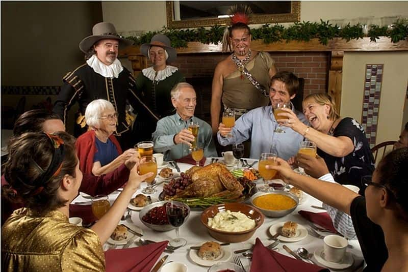 Americans celebrate thanksgiving day 2021