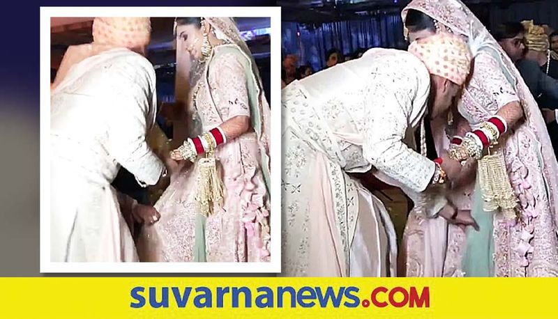 Groom helps bride struggling with her lehenga in viral video skr