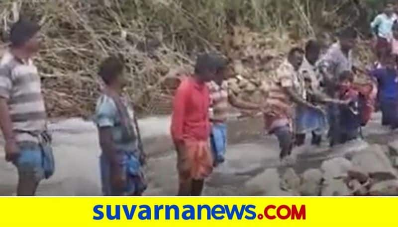 Bridge collapsed due to heavy rain kids find difficult to go school hls