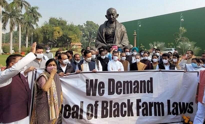 Congress mocked for protesting for repealing farm laws when it has already been announced