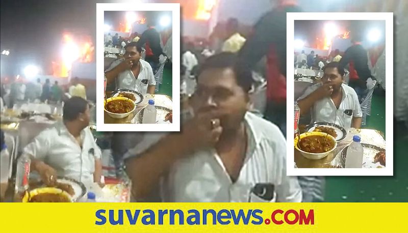 People continue to enjoy wedding food fire rages at wedding venue in Thane akb