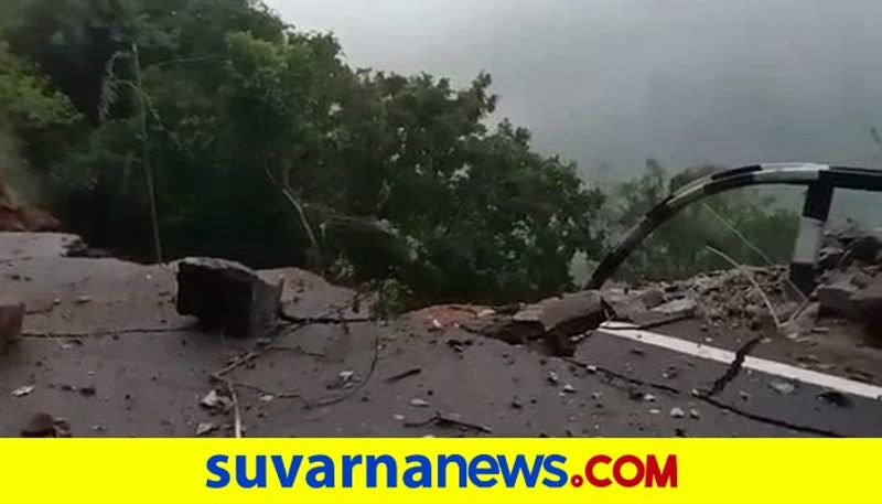 Landslides on Tirumala ghat road vehicles temporarily stranded dpl