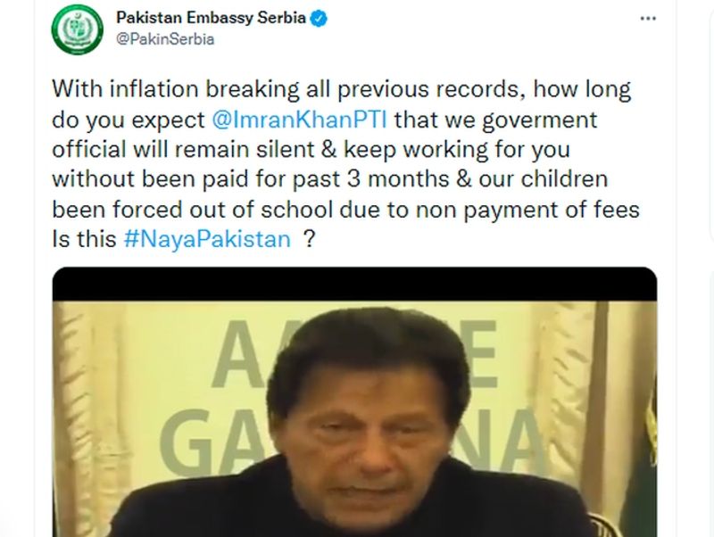 Pakistan Embassy trolls PM Imran Khan over salaries in twitter