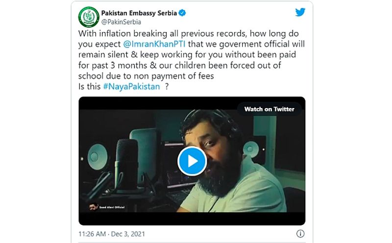 Pakistan Embassy in Serbia trolls Imran Khan on Twitter