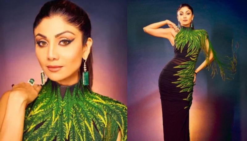 Shilpa Shetty in green and black dress  pics goes viral