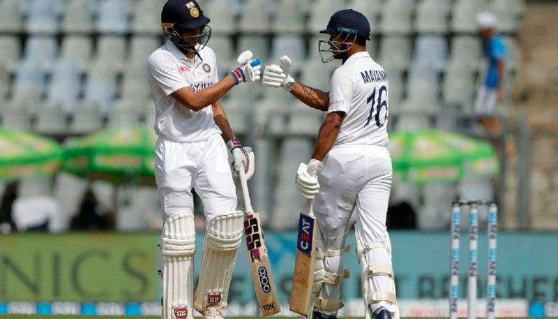 Ind vs NZ Mumbai Test Mayank Agarwal Half Century helps Team India Stable after 3 Quick wickets Fall kvn