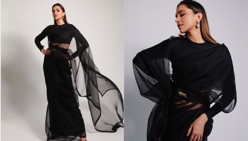 Deepika Padukone s beautiful look in black saree