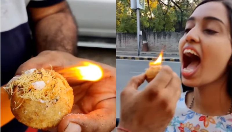 Girl eats fire golgappa in viral video