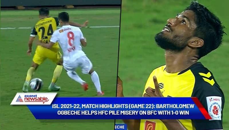 Indian Super League, ISL 2021-22, Hyderabad FC vs Bengaluru FC Match Highlights (Game 22): Bartholomew Ogbeche helps HFC pile misery on BFC with 1-0 win-ayh