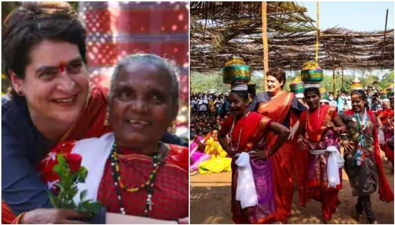 Priyanka Gandhi dance with tribal women in Goa election campaign