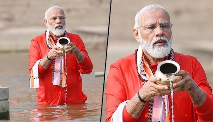 PM Modi takes holy dip in the Ganga at Varanasi, to inaugurate Kashi Vishwanath Corridor