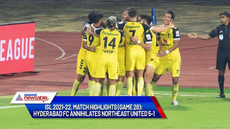 Indian Super League, ISL 2021-22, HFC vs NEUFC Match Highlights (Game 28): Hyderabad FC annihilates NorthEast United 5-1-ayh