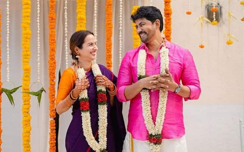 South divorced star Karthik Kumar marries 16 years younger Amrutha Srinivasan [PHOTOS]