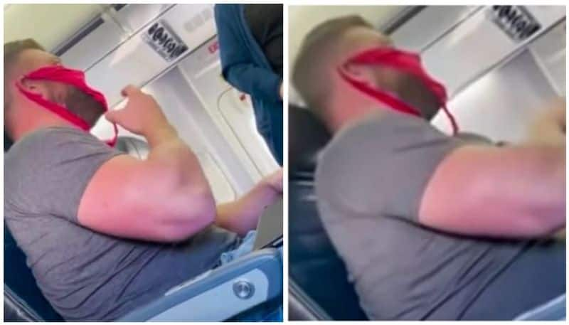 Man forced off flight for wearing red women's underwear over his face as Covid mask