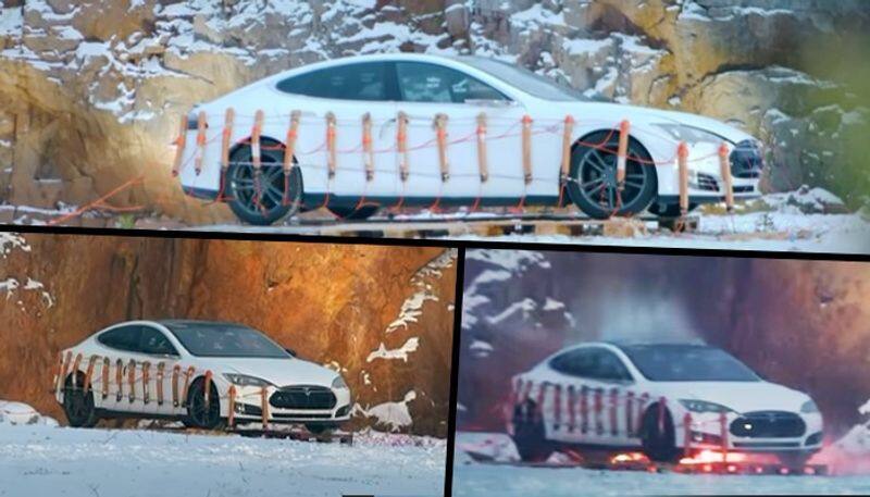 Upset with repair costs Tesla owner blows up 2013 Model S with 30 kg dynamite watch video gcw