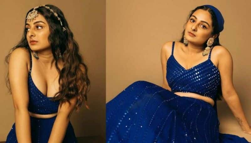 Esther Anil latest photoshoot in blue lehenga