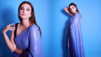 Parineeti Chopra dazzles in Manish Malhotra’s sequence ombre saree; see pics
