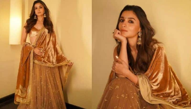 Golden girl Alia Bhatt looks in Sabyasachi lehenga